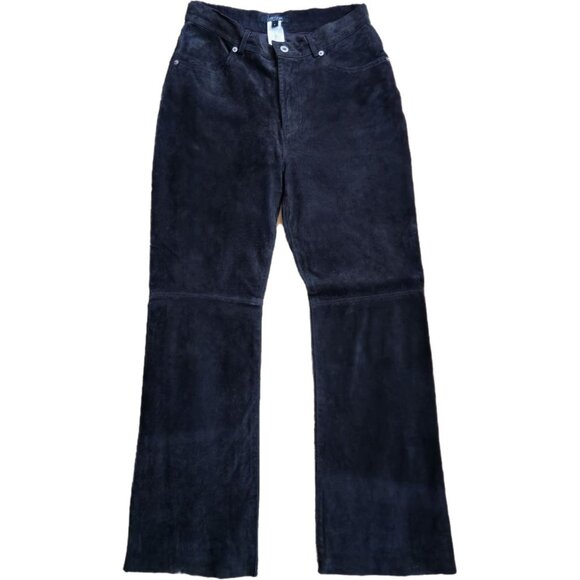 Karen Kane Pants - Y2K Karen Kane Lifestyle Womens High Rise Suede Leather Pants Size 8 Black Lined